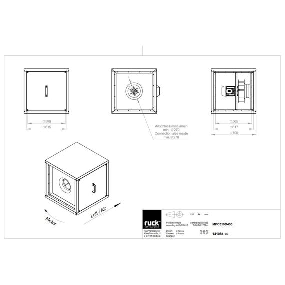 Odtahový ventilační box MPC F4 T 315/3830, MPC 315 D4 F4 T30